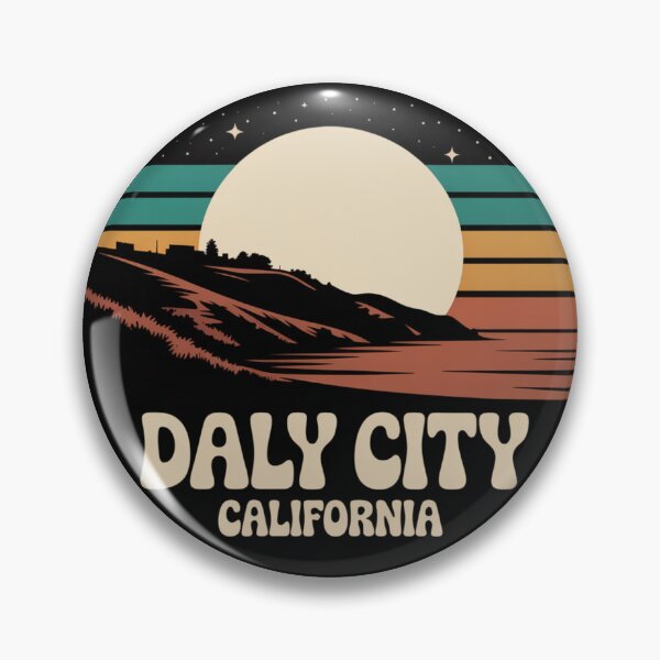 Item preview, Daly City California: Retro Nightfall Sunset Badge designed and sold by CircinusStore.