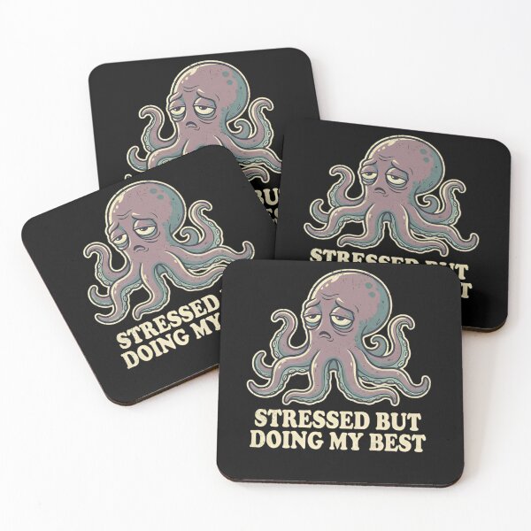 Item preview, Stressed But Doing My Best Tired Octopus Vintage Cartoon Classic T-Shirt designed and sold by ZyxDes.