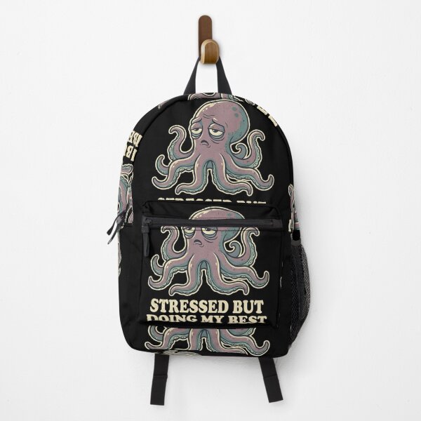 Item preview, Stressed But Doing My Best Tired Octopus Vintage Cartoon Classic T-Shirt designed and sold by ZyxDes.