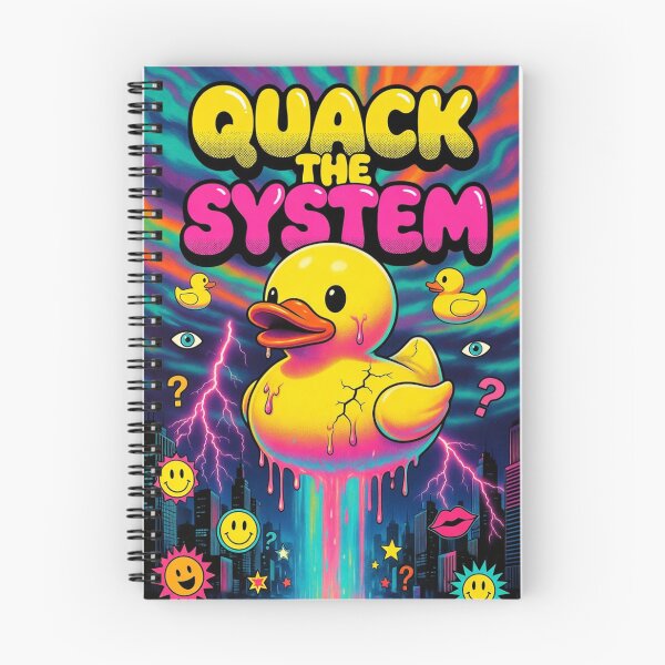 Item preview, Quack The System - Melting Rubber Duck Cyberpunk Neon Poster designed and sold by David Brookes Digital.