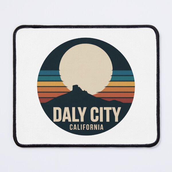 Item preview, Daly City California: Retro Sunset Mountain Badge designed and sold by CircinusStore.