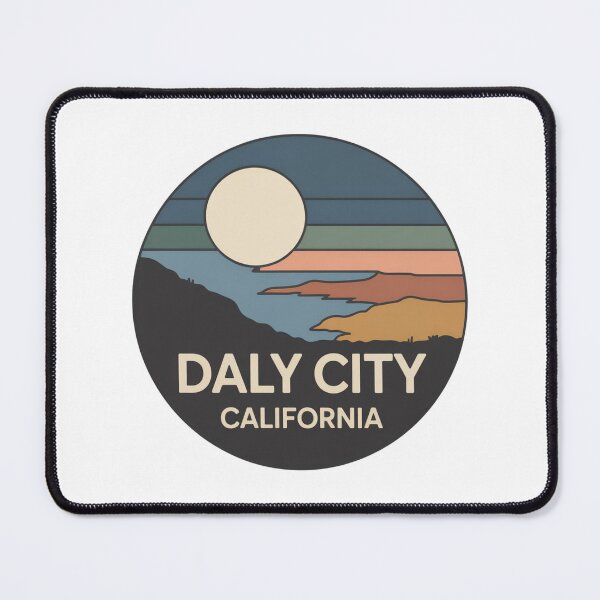 Item preview, Daly City California: Retro Coastal Sunset Badge designed and sold by CircinusStore.