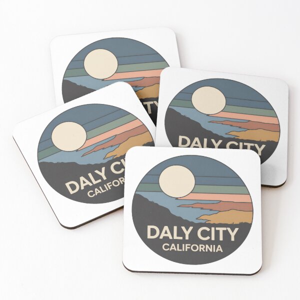 Item preview, Daly City California: Retro Coastal Sunset Badge designed and sold by CircinusStore.