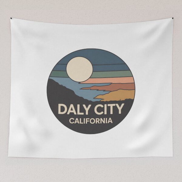 Item preview, Daly City California: Retro Coastal Sunset Badge designed and sold by CircinusStore.