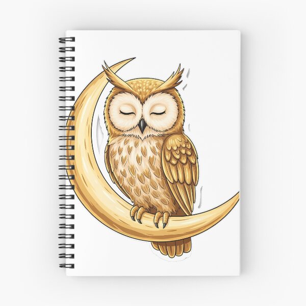Item preview, Sleepy Golden Owl Perched Crescent Moon designed and sold by pumsquare.