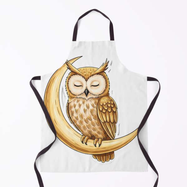 Item preview, Sleepy Golden Owl Perched Crescent Moon designed and sold by pumsquare.