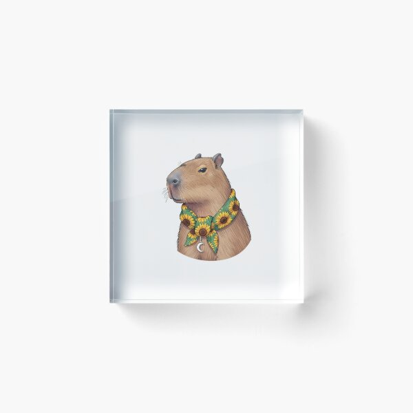 Artikelvorschau, Capybara Sonnenblumen-Schal Halbmond-Anhänger entworfen und verkauft von pumsquare.