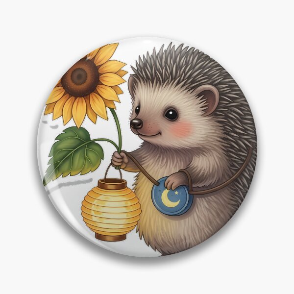Item preview, Hedgehog Carrying Little Moon Lantern Sunflower Leaf designed and sold by pumsquare.