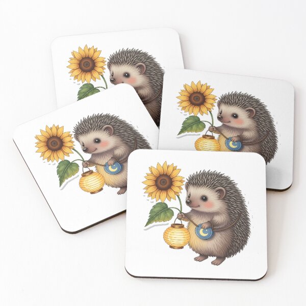 Item preview, Hedgehog Carrying Little Moon Lantern Sunflower Leaf designed and sold by pumsquare.