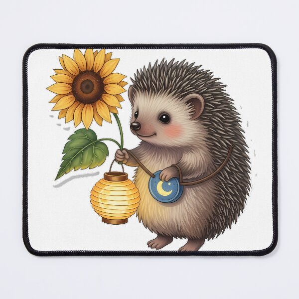 Item preview, Hedgehog Carrying Little Moon Lantern Sunflower Leaf designed and sold by pumsquare.