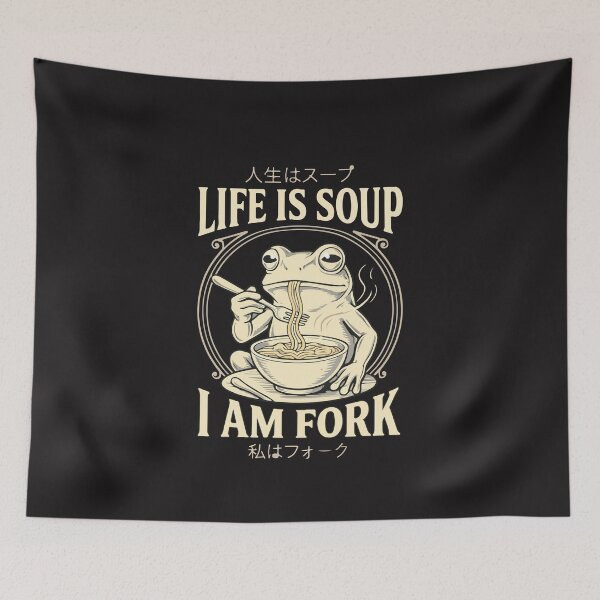 Item preview, Life Is Soup Im A Fork Funny Frog Meme Quirky Humor Design designed and sold by kiralynstration.