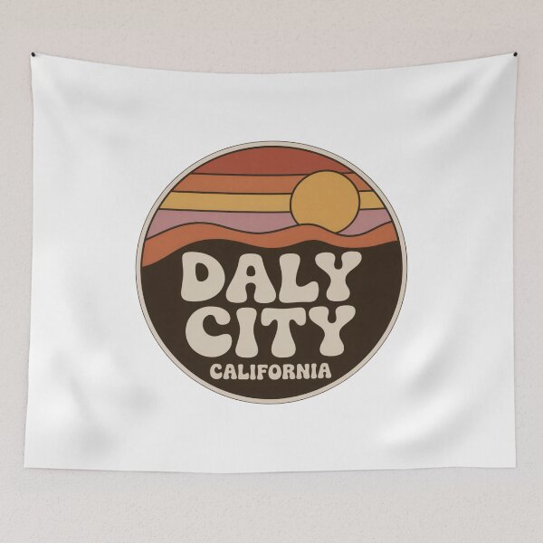 Item preview, Daly City California: Retro Sunset Waves Badge designed and sold by CircinusStore.