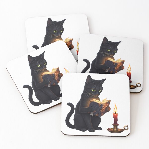 Item preview, Black Cat Reading Tiny Spellbook Candle designed and sold by IllumeInk.