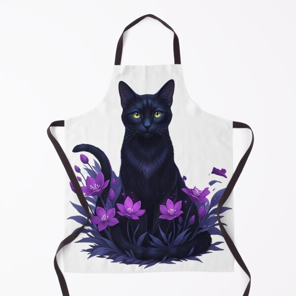 Item preview, Moon Garden Black Cat Purple Flowers designed and sold by IllumeInk.