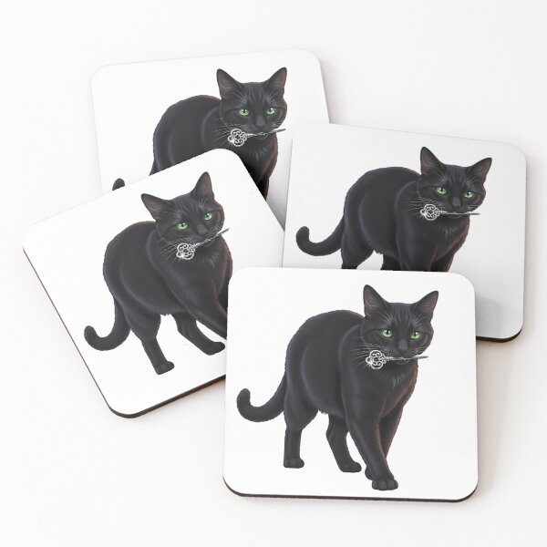 Item preview, Black Cat Carrying Tiny Silver Key designed and sold by IllumeInk.