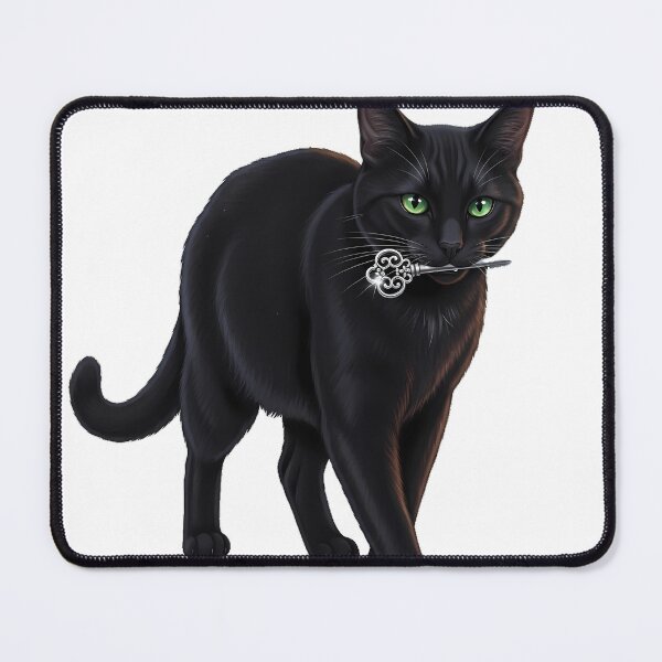 Item preview, Black Cat Carrying Tiny Silver Key designed and sold by IllumeInk.