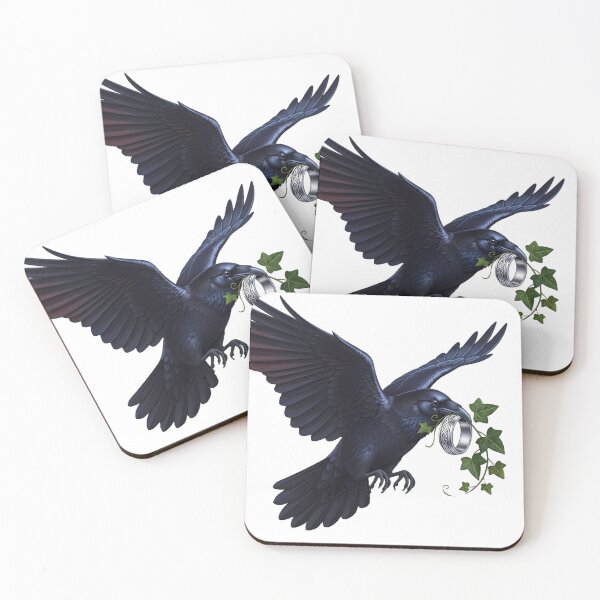 Item preview, Raven Carrying Silver Ring Ivy Sprig designed and sold by IllumeInk.