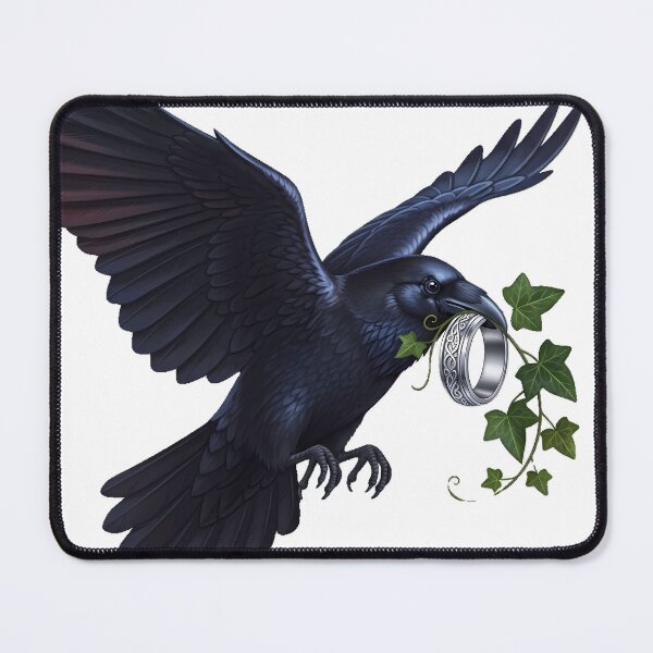 Item preview, Raven Carrying Silver Ring Ivy Sprig designed and sold by IllumeInk.