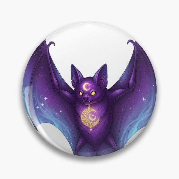 Item preview, Purple Celestial Bat Golden Moon Charm designed and sold by IllumeInk.