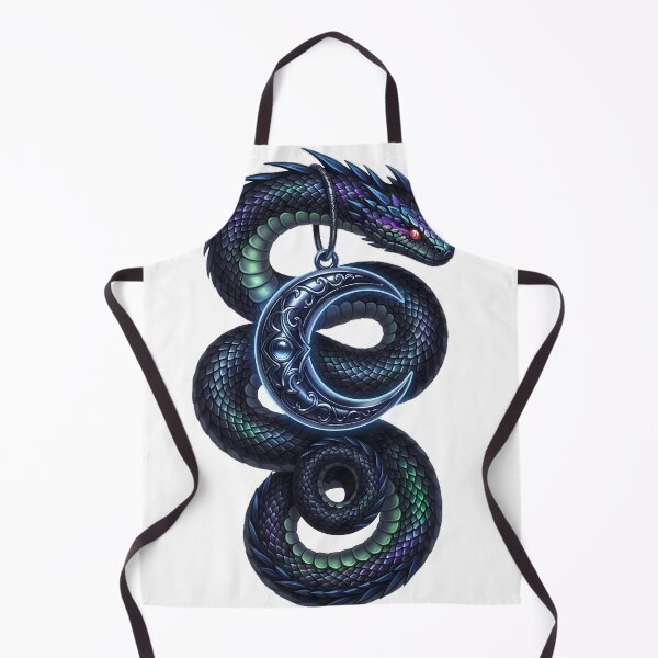 Item preview, Black Serpent Carrying Crescent Moon Charm designed and sold by IllumeInk.