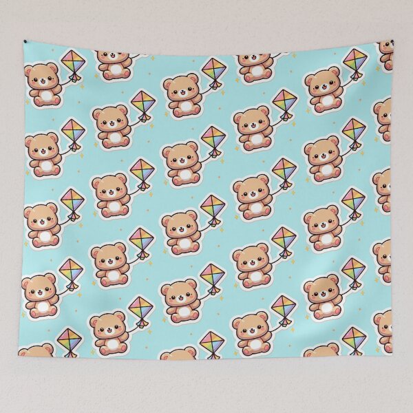 Item preview, Cute Bear Flying Kite Sticker| Kawaii Cartoon Bear Playing Outside  designed and sold by carestazafeli.