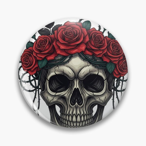 Item preview, Gothic Skull Red Rose Crown Fan designed and sold by IllumeInk.