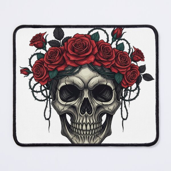 Item preview, Gothic Skull Red Rose Crown Fan designed and sold by IllumeInk.