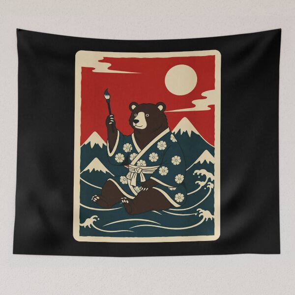Item preview, Bear Painting Mountains Japanese Ukiyo Style  designed and sold by JordynLadukeg65.