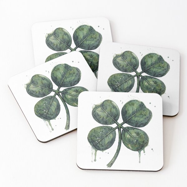 Item preview, Watercolor Four-Leaf Clover with Distressed Texture designed and sold by Bloomkept.