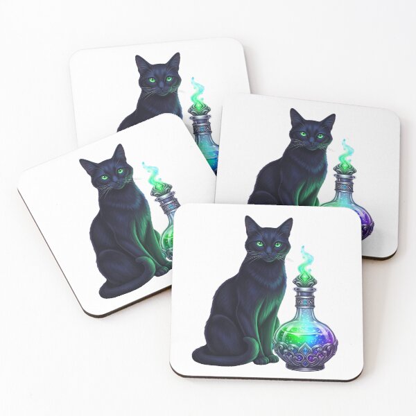 Item preview, Black Cat Glowing Potion Bottle designed and sold by IllumeInk.