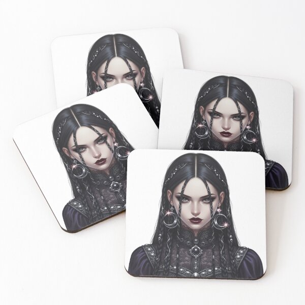 Item preview, Gothic Girl Braids Crescent Earrings designed and sold by IllumeInk.