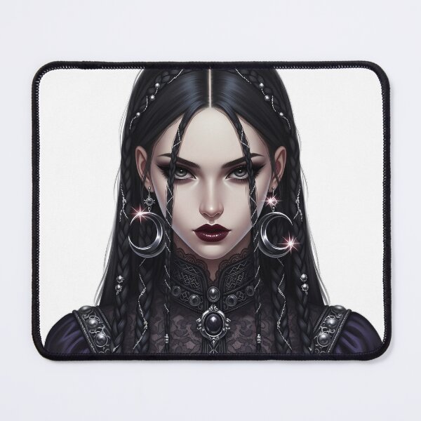 Item preview, Gothic Girl Braids Crescent Earrings designed and sold by IllumeInk.