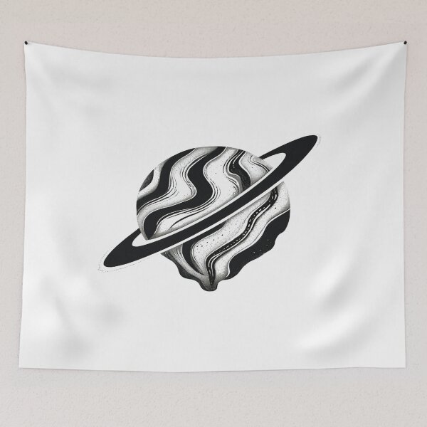 Item preview, Abstract Saturn Planet Art – Cosmic Black‑and‑White Space Illustration for Sci‑Fi Lovers designed and sold by Bright Nest Studio.
