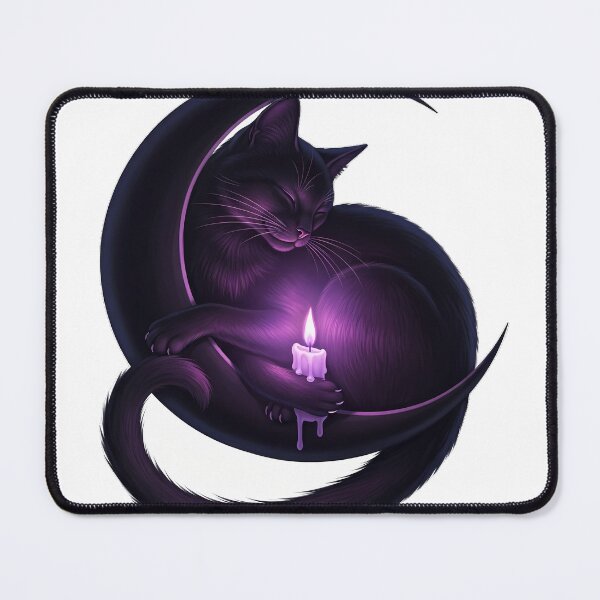 Item preview, Black Cat Crescent Candle Soft Violet Glow designed and sold by IllumeInk.
