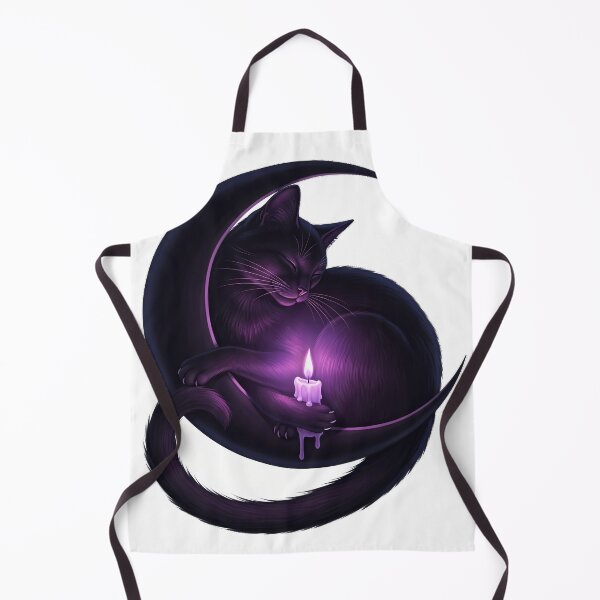 Item preview, Black Cat Crescent Candle Soft Violet Glow designed and sold by IllumeInk.