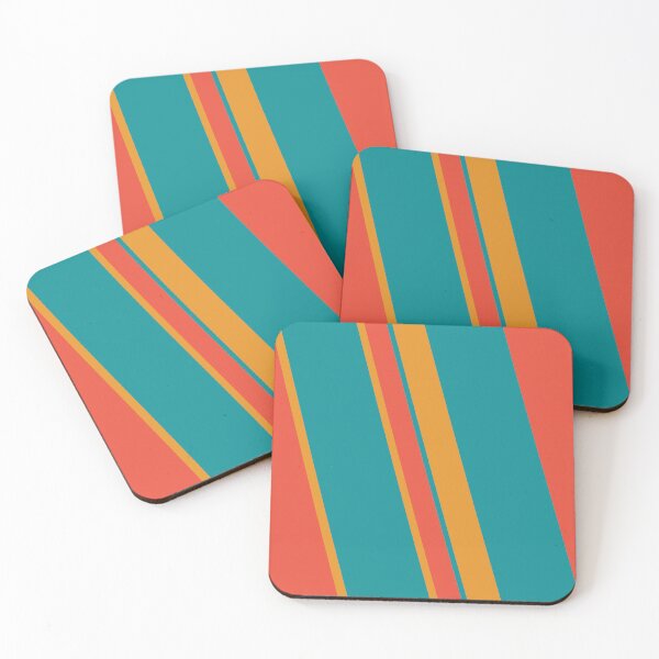 Item preview, Retro Diagonal Stripes – Bold Teal, Orange & Coral  designed and sold by WildHugeDot.