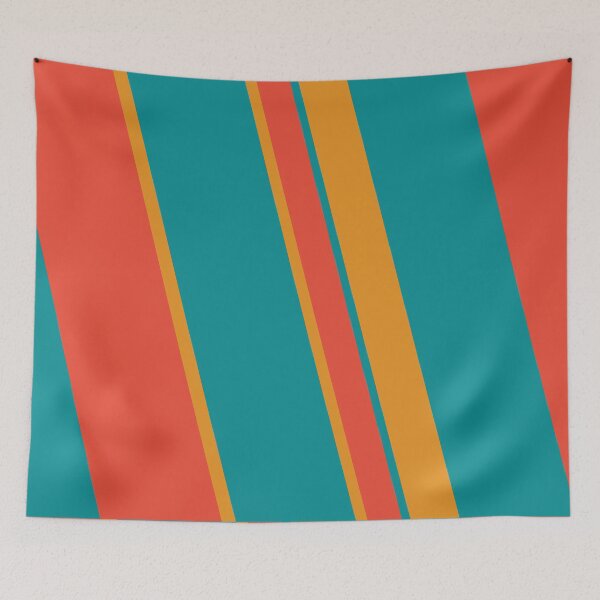 Item preview, Retro Diagonal Stripes – Bold Teal, Orange & Coral  designed and sold by WildHugeDot.