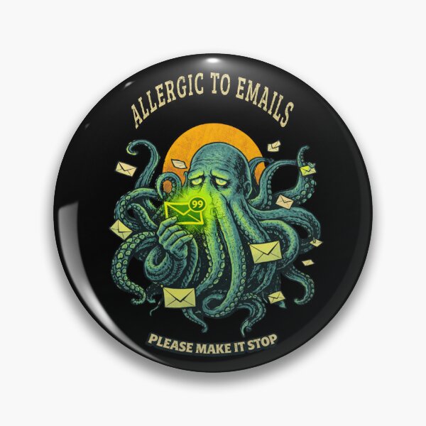 Artikelvorschau, Allergisch gegen E-Mails? Kraken-Shirt – Lustiges Vintage-Monster mit überfülltem Posteingang entworfen und verkauft von Mythic Ink Studio.