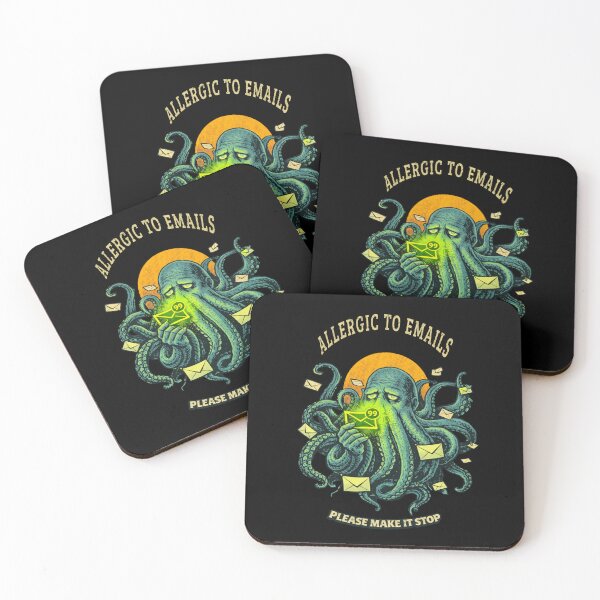 Item preview, Allergic to Emails Kraken Shirt – Funny Inbox Overload Vintage Monster  designed and sold by Mythic Ink Studio.