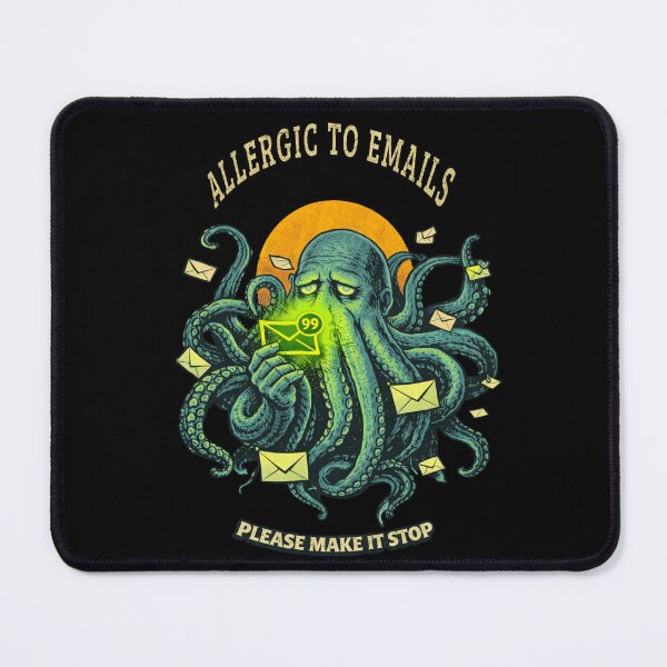 Item preview, Allergic to Emails Kraken Shirt – Funny Inbox Overload Vintage Monster designed and sold by Mythic Ink Studio.