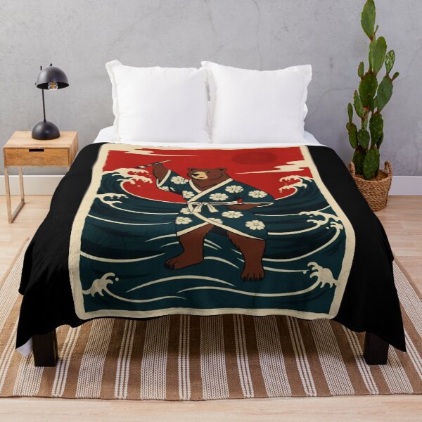 Item preview, Bear Painting Waves in Kimono – Bold Japanese Style designed and sold by JordynLadukeg65.