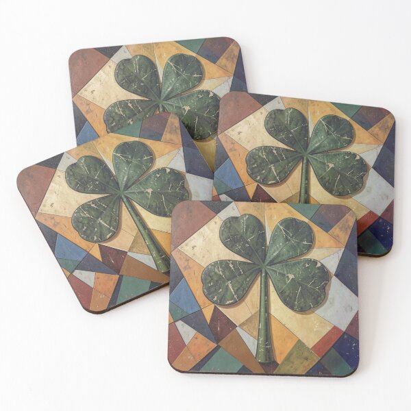 Item preview, Cubist Four-Leaf Clover with Distressed Texture designed and sold by Bloomkept.
