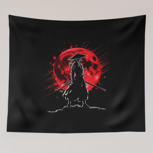 Item preview, Red Moon Samurai Silhouette Japanese Warrior  designed and sold by titanlevi.