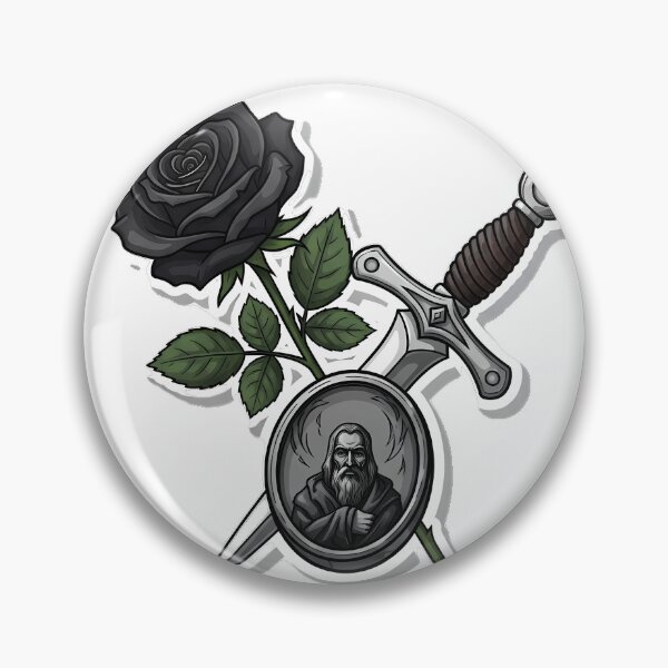 Item preview, Black Rose Crossed Silver Dagger designed and sold by IllumeInk.