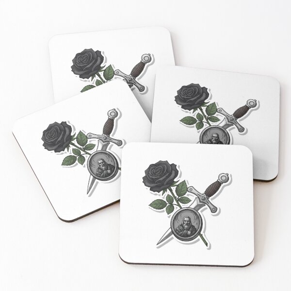 Item preview, Black Rose Crossed Silver Dagger designed and sold by IllumeInk.