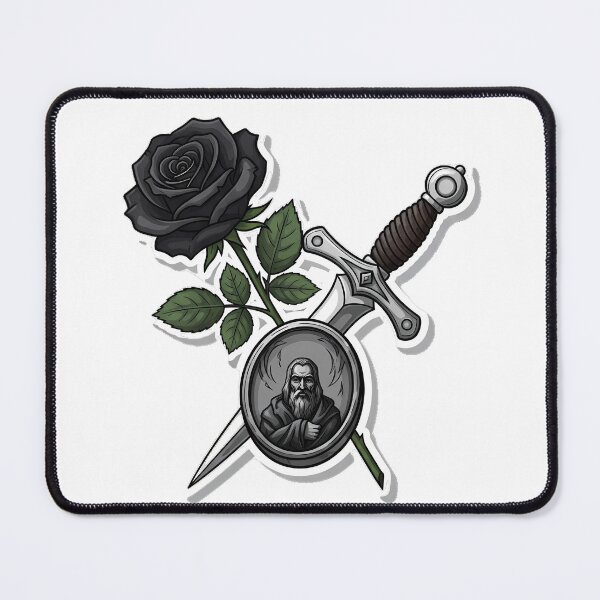 Item preview, Black Rose Crossed Silver Dagger designed and sold by IllumeInk.