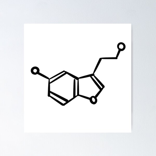 Item preview, Serotonin Molecule print, Happiness Hormone, Minimalist, Black and White, Science, gift, chemistry designed and sold by Prints Actually.