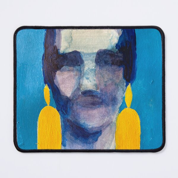 Item preview, Blue Portrait with Golden Statement Earrings designed and sold by Gela Mikava.