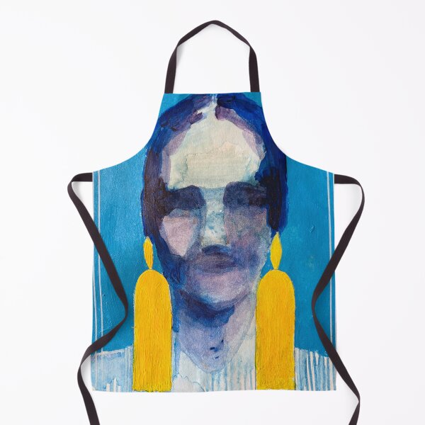 Item preview, Blue Portrait with Golden Statement Earrings designed and sold by Gela Mikava.