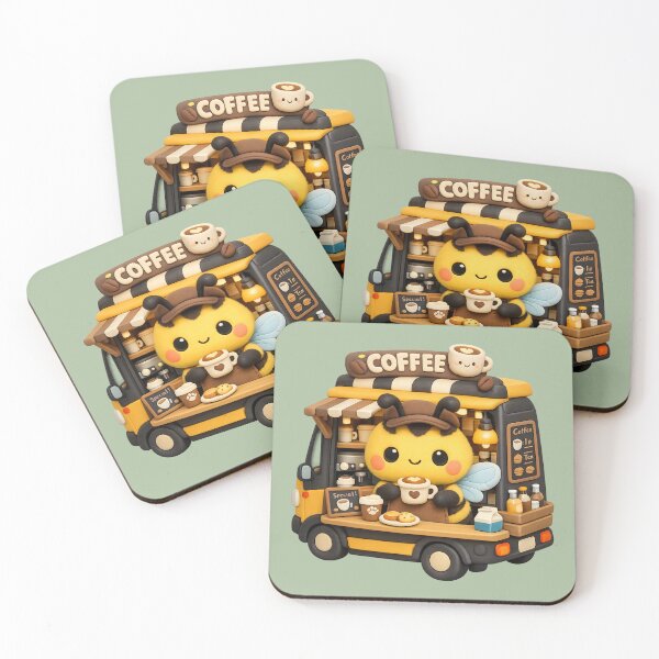 Item preview, Kawaii Bumblebee Barista Coffee Truck | Cute 3D Clay Bee Cafe Art designed and sold by Moons Studio.